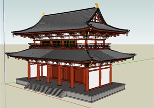 某古典中式阁楼设计SU(草图大师)模型素材1