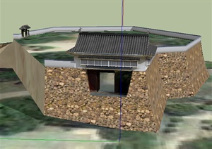 某古典中式寺庙建筑设计方案SU(草图大师)模型5