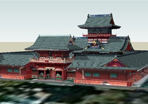 某古典中式寺庙建筑设计方案SU(草图大师)模型10