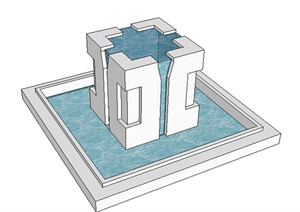 园林景观之跌水水景设计方案SU(草图大师)模型5