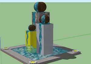园林景观之跌水水景设计方案SU(草图大师)模型6