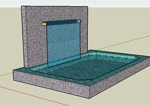 园林景观之跌水水景设计方案SU(草图大师)模型7