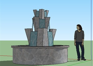园林景观之喷泉水景设计方案SU(草图大师)模型8