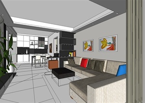 室内装饰之住宅空间设计方案SU(草图大师)模型