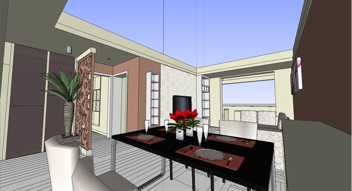 室内装饰之住宅空间设计方案SU模型1(1)