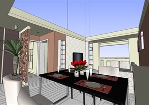 室内装饰之住宅空间设计方案SU(草图大师)模型1