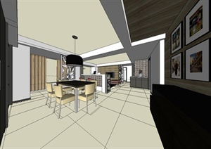 室内装饰之住宅空间设计方案SU(草图大师)模型3