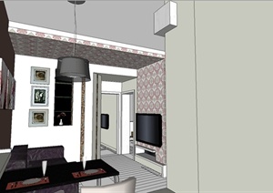 室内装饰之住宅空间设计方案SU(草图大师)模型6