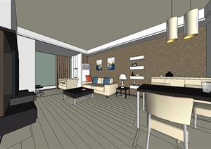 室内装饰之住宅空间设计方案SU(草图大师)模型7