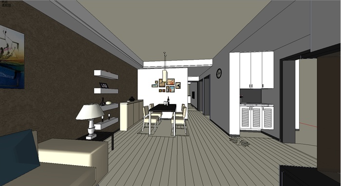 室内装饰之住宅空间设计方案SU模型7(3)