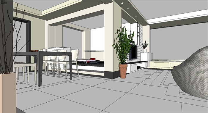 室内装饰之住宅空间设计方案SU模型8(1)