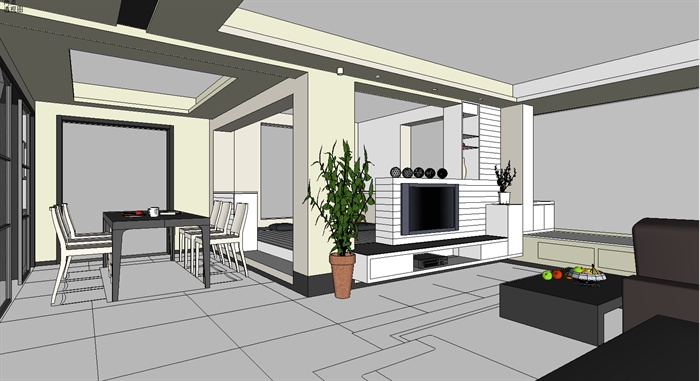 室内装饰之住宅空间设计方案SU模型8(2)