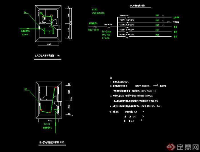 建筑设计之小区入口电气设计施工图（dwg格式）(1)