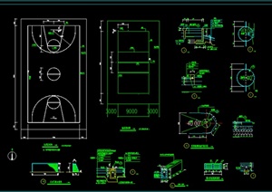 某运动场地篮球场施工图设计CAD