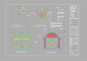 某欧式景观亭施工图设计CAD图纸