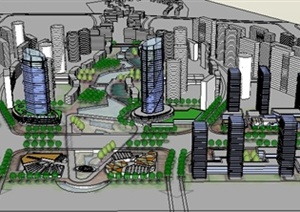 某大型商业中心综合建筑景观设计SU(草图大师)模型