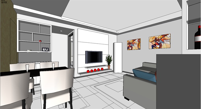 室内装饰之室内空间设计方案SU模型1(2)
