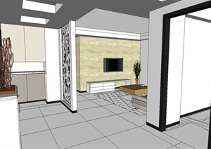 室内装饰之住宅室内空间设计方案SU(草图大师)模型