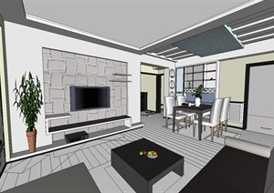 室内装饰之室内空间设计方案SU(草图大师)模型2