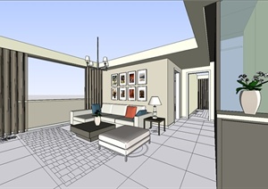 室内装饰之住宅室内空间设计方案SU(草图大师)模型1