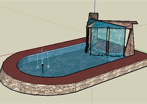 园林景观之喷泉水景设计方案SU(草图大师)模型17