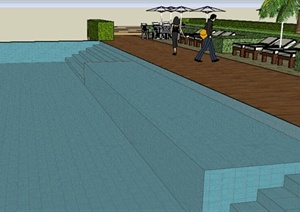 园林景观之游泳池景观设计SU(草图大师)模型2