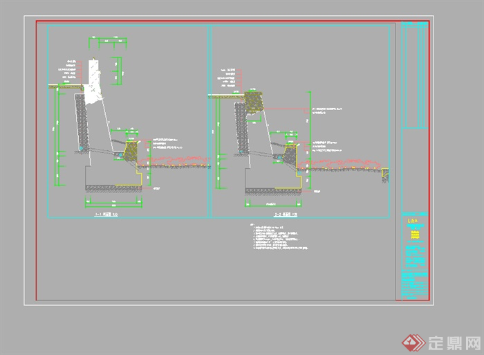 某园林景观挡墙设计施工图CAD图纸(1)