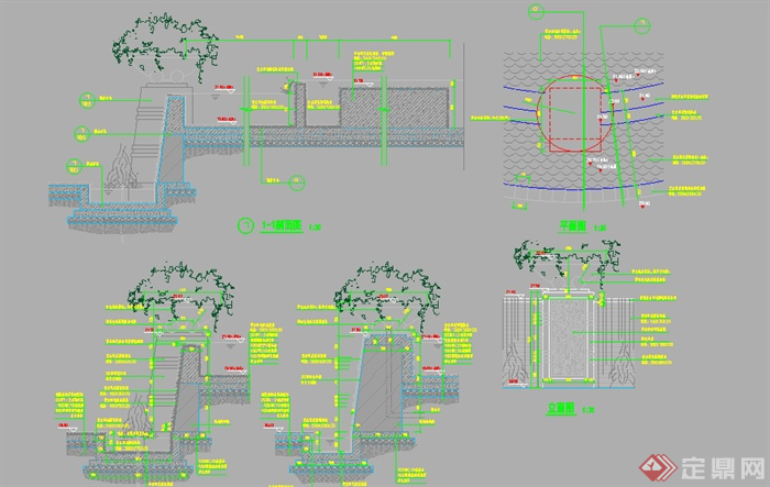 某园林景观花钵设计施工图CAD参考(1)