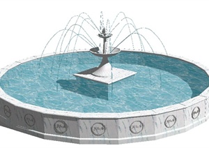 园林景观之喷泉水景设计SU(草图大师)模型7