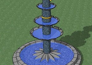 园林景观之喷泉水景设计SU(草图大师)模型22