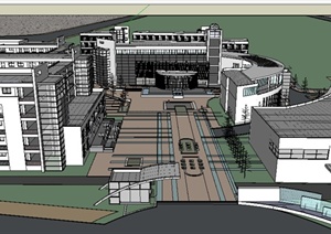 某现代校园建筑景观设计SU(草图大师)模型素材