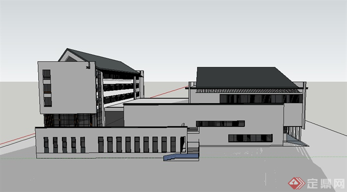 某中式体育馆建筑设计SU模型素材(2)