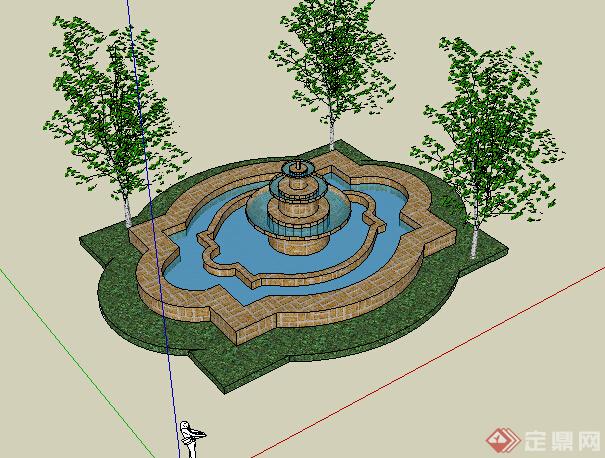 园林景观之喷泉水景设计su模型38(1)