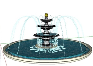 某欧式园林景观喷泉设计SU(草图大师)模型素材