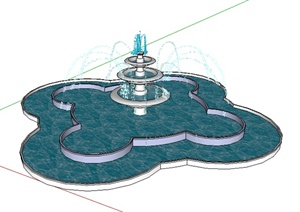 某欧式园林景观喷泉设计SU(草图大师)模型素材1
