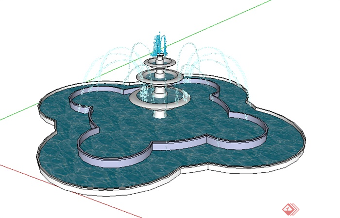 某欧式园林景观喷泉设计SU模型素材1(1)
