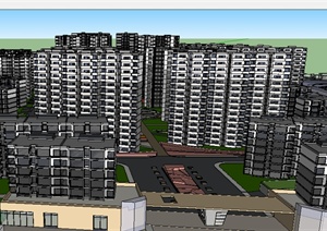 某大型居住社区建筑设计SU(草图大师)模型素材