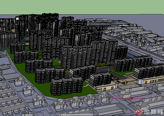 某大型居住社区建筑设计SU模型素材(2)