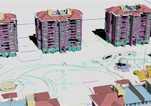 某多层居住小区建筑设计3dmax模型