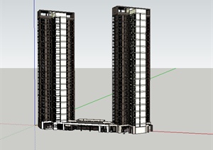 某高层居住建筑设计SU(草图大师)模型素材