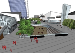 某现代滨水购物中心建筑景观设计整体SU(草图大师)模型