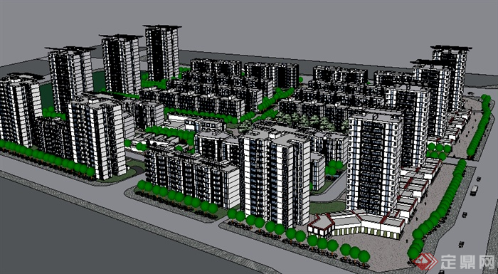 某居住建筑楼群设计SU模型素材(2)