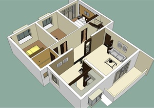 某复式住宅室内装饰设计SU(草图大师)模型