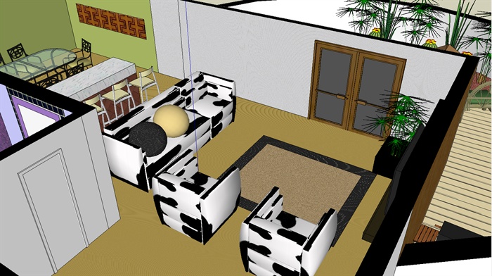 室内装饰之住宅空间设计方案SU模型9(2)