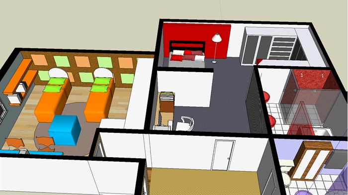 室内装饰之住宅空间设计方案SU模型9(4)