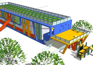 某独特造型幼儿园建筑设计整体SU(草图大师)模型