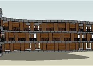 某弧形形状幼儿园建筑设计方案SU(草图大师)模型