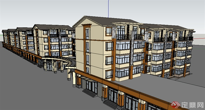某居住建筑小区设计SU模型素材(1)