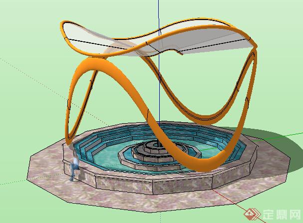 园林景观之喷泉水景设计su模型44(1)