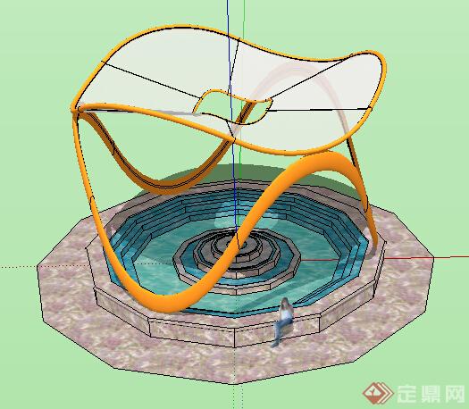 园林景观之喷泉水景设计su模型44(2)